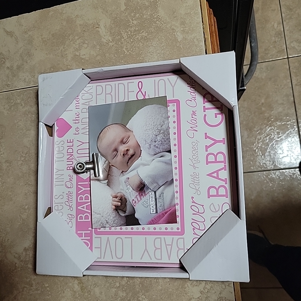 Baby Girl Photo Frame with Pink Accents